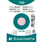 Paquet de 100 Fiches Bristol A7 rose ligné s/s film EXACOMPTA