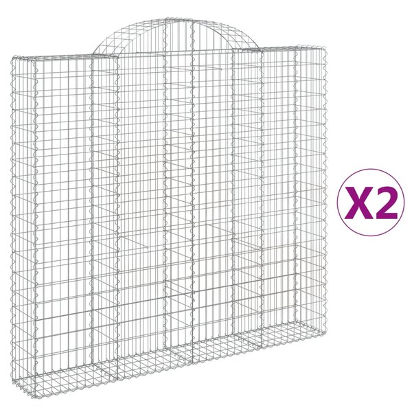 vidaXL Paniers à gabions arqués 2 Pièces 200x30x180/200 cm Fer galvanisé