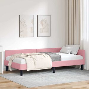 vidaXL Cadre de lit d'angle Rose 80 cm x 200 cm VeloursetContreplaqué