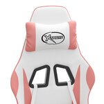 vidaXL Chaise de jeu pivotante et repose-pied Blanc et rose Similicuir