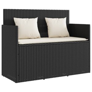 vidaXL Banc de jardin avec coussins noir résine tressée