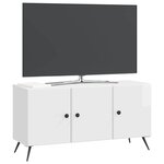 vidaXL Meuble TV Blanc brillant 99 x 34 5 x 50 cm Bois d'ingénierie