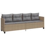 vidaXL Chaise longue avec coussins beige résine tressée