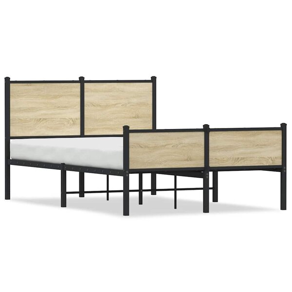 vidaXL Cadre de lit en métal sans matelas chêne sonoma 120x200 cm