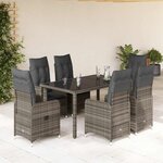 vidaXL Ensemble de bistro de jardin 5 Pièces coussins gris poly rotin