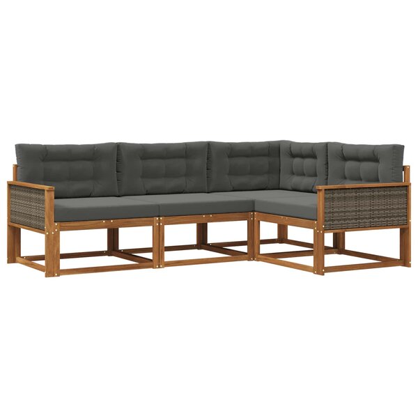 vidaXL Ensemble de canapés d'extérieur 4 Pièces Naturel et Anthracite
