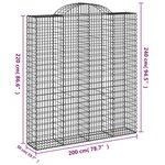vidaXL Paniers à gabions arqués 3 Pièces 200x50x220/240 cm Fer galvanisé