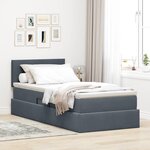 vidaXL Lit de Rangement avec matelas Gris foncé 100 x 200 cm Velours