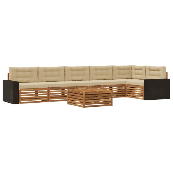 vidaXL Ensemble de canapés d'extérieur 7 pc Naturel et Beige Polyester