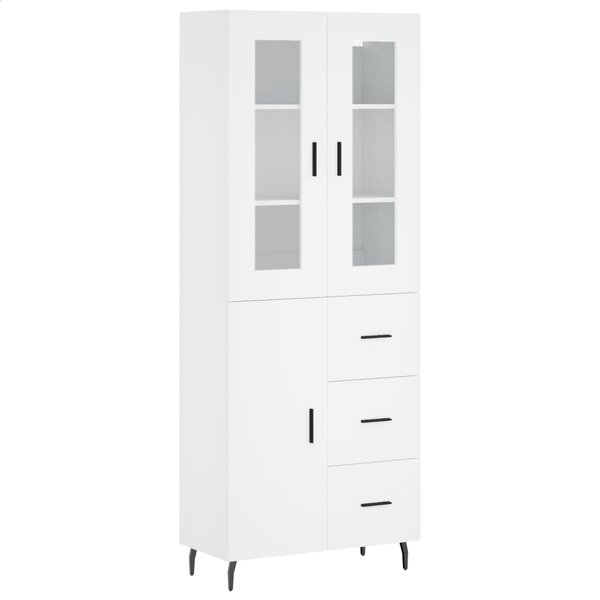 vidaXL Buffet haut Blanc 69 5x34x180 cm Bois d'ingénierie