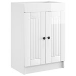 vidaXL Armoire sous évier de salle de bain Blanc brillant