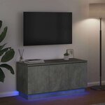 vidaXL Meuble TV avec LED Gris béton 100 x 38 x 49 cm