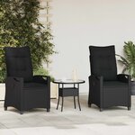 vidaXL Chaise de jardin 2 Pièces Noir 56 x 64 x 94 cm Acier et Polyester