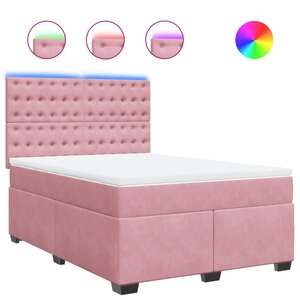vidaXL Sommier à lattes de lit avec matelas Rose 140x190 cm Velours