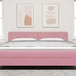 vidaXL Tête de lit LED avec bandes LED Rose 180 cm Velours