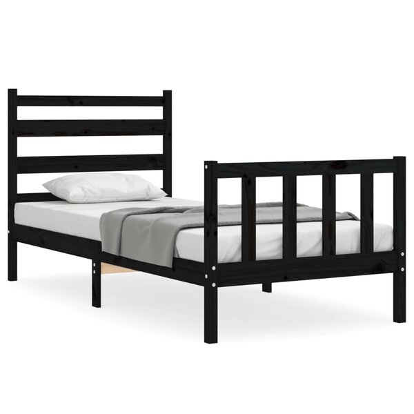 vidaXL Cadre de lit sans matelas noir bois de pin massif