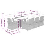 vidaXL Ensemble à manger de jardin et coussins 9 Pièces marron poly rotin