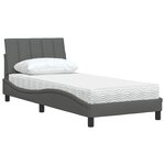 vidaXL Lit avec matelas Hanko gris foncé 90x200 cm tissu