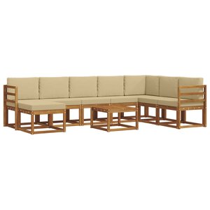 vidaXL Ensemble de canapés d'extérieur 9 pc Naturel et Beige