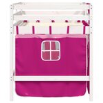 vidaXL Lit mezzanine enfants et rideaux rose 90x190cm bois pin massif