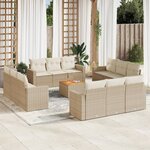 vidaXL Salon de jardin avec coussins 13 Pièces beige résine tressée