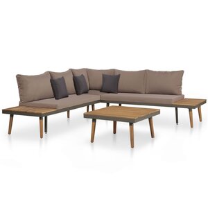 vidaXL Salon de jardin 4Pièces et coussins Bois d'acacia solide Marron
