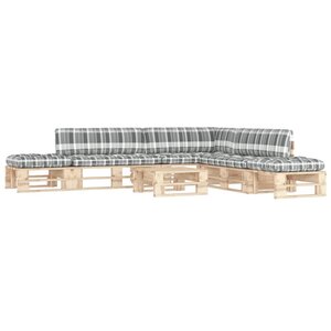 Salon de jardin meuble d'extérieur ensemble de mobilier palette 6 pièces avec coussins bois de pin imprégné 02_0018483