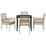 vidaXL Ensemble de salle à manger de jardin 5 pièces avec coussins beige en rotin poly