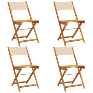 vidaXL Chaises de jardin pliantes lot de 4 beige tissu et bois massif