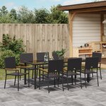 vidaXL Ensemble de Salle à Manger de Jardin de 9 Pièces Noir Rattan Synthétique