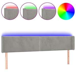 vidaXL Tête de lit à LED Gris clair 203x16x78/88 cm Velours