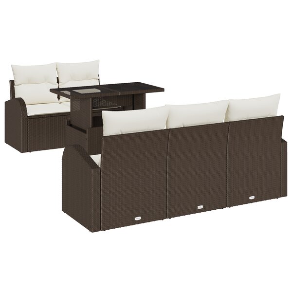 vidaXL Ensemble de Canapés de Jardin 6 Pièces avec Coussins Marron Poly Rotin