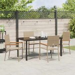 vidaXL Ensemble de salle à manger pour jardin 5 Pièces Beige Poly rotin