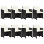 vidaXL Ensemble à manger de jardin coussins 9Pièces Résine tressée Noir