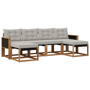 vidaXL Ensemble de canapés d'extérieur 6 pc Naturel et gris clair