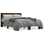 vidaXL Cadre de lit chêne fumé 120x200 cm bois d'ingénierie et métal