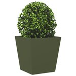 vidaXL Jardinières 2 Pièces vert olive 40x40x40 cm acier
