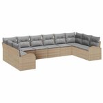vidaXL Ensemble de canapé de jardin 10 Pièces Beige  Gris clair