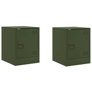 vidaXL Tables de chevet 2 Pièces vert olive 34 5x39x44 cm acier