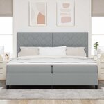 vidaXL Lit à ressorts avec matelas Gris clair 200 x 200 cm tissu