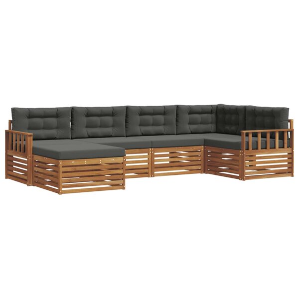 vidaXL Ensemble de canapés d'extérieur 6 Pièces Naturel et Anthracite