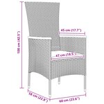 vidaXL Ensemble de Salle à Manger de Jardin de 7 Pièces avec Coussins en Rotin Gris
