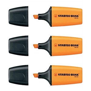 Surligneur BOSS MINI Pointe biseautée Orange x 3 STABILO