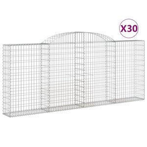 vidaXL Paniers à gabions arqués 30 Pièces 300x30x120/140 cm fer galvanisé