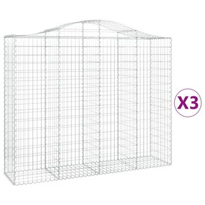 vidaXL Paniers à gabions arqués 3 Pièces 200x50x160/180 cm Fer galvanisé