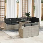 vidaXL Ensemble de canapé de jardin 9 Pièces Gris clair Poly rotin