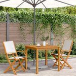 vidaXL Chaises de jardin lot de 2 blanc crème bois acacia massif tissu