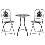 vidaXL Ensemble de bistro mosaïque noir et blanc fer et céramique