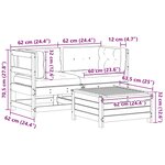 vidaXL Salon de jardin 3 Pièces avec coussins blanc bois de pin massif