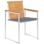 vidaXL Chaises de jardin avec coussins 2 Pièces Teck solide et acier